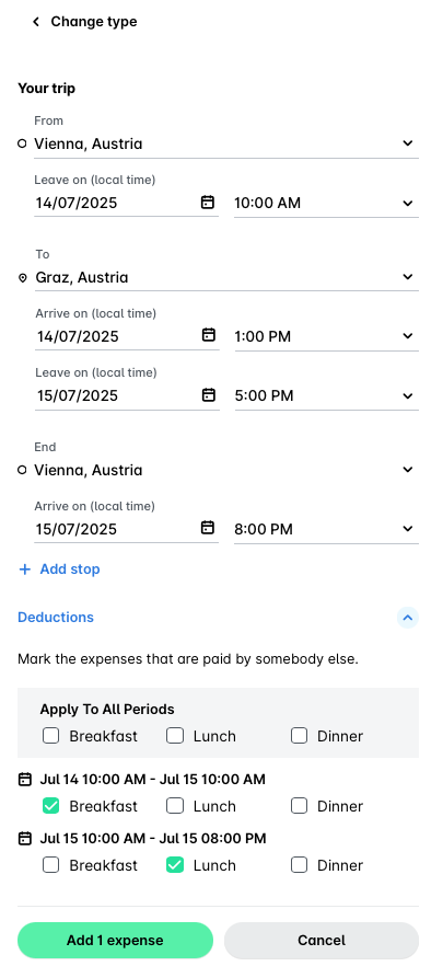 Reisedetails der Tagespauschale von Wien, Österreich nach Graz, Österreich