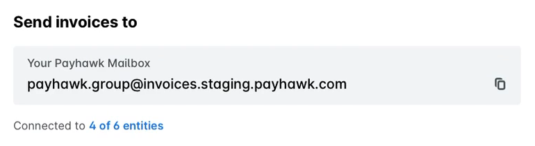 Group Mailbox address with the link Connected to 4 of 6 entities under it.
