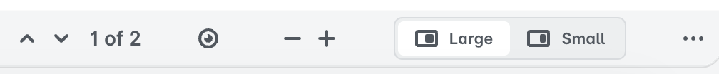 Document viewer toolbar with the up and down arrows and the 1 of 2 document counter.
