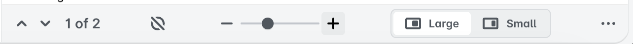Document viewer toolbar with the zoom slider between the minus and plus icons.