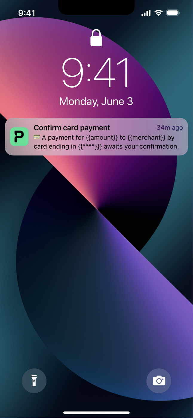 Payhawk push notification for online payment authorisation using the 3D secure protection technology.